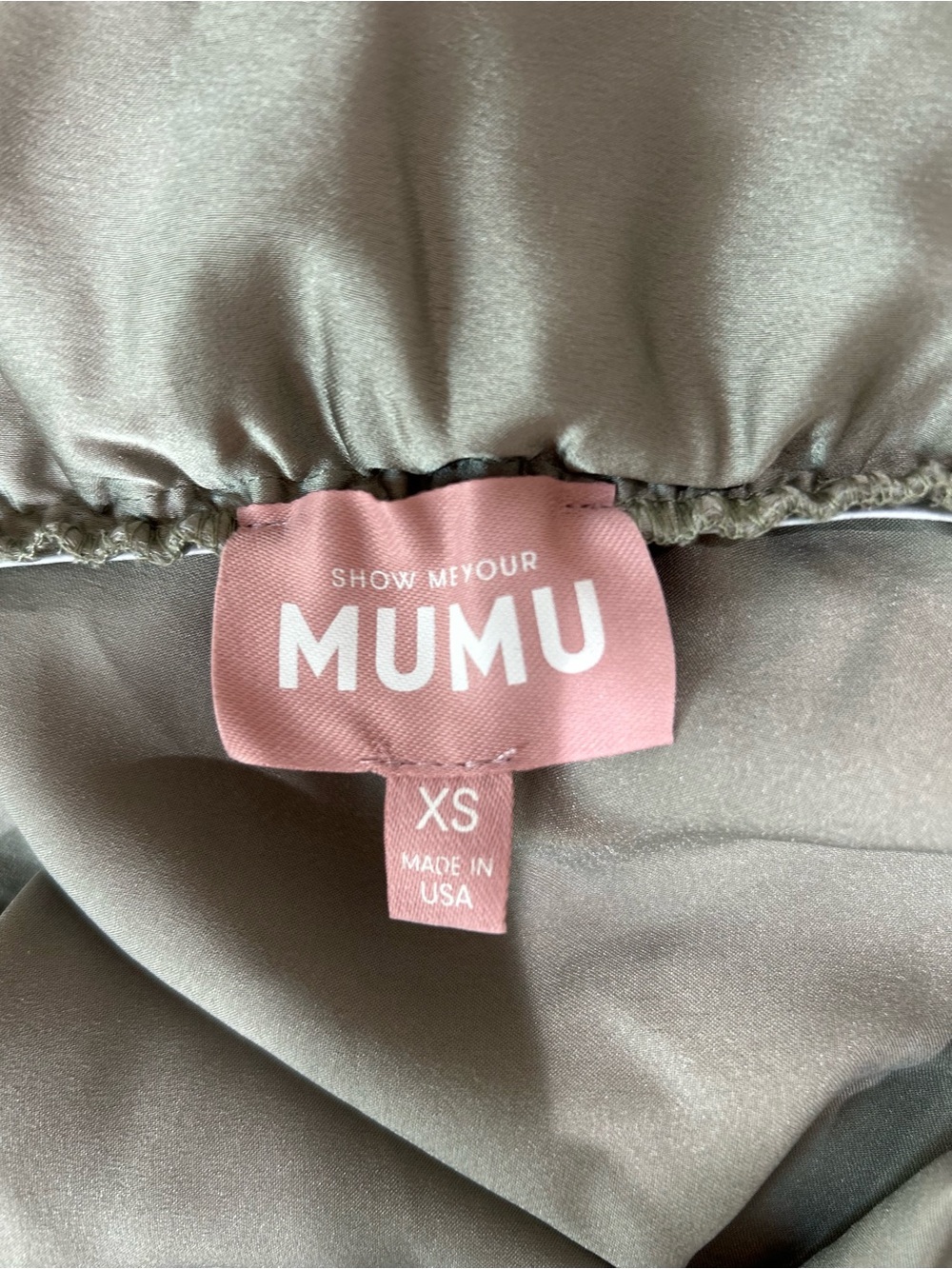 Show Me Your MuMu Faith Maxi Dress Moss Green Luxe Satin XS Elegant Wedding Gala - Picture 13 of 13